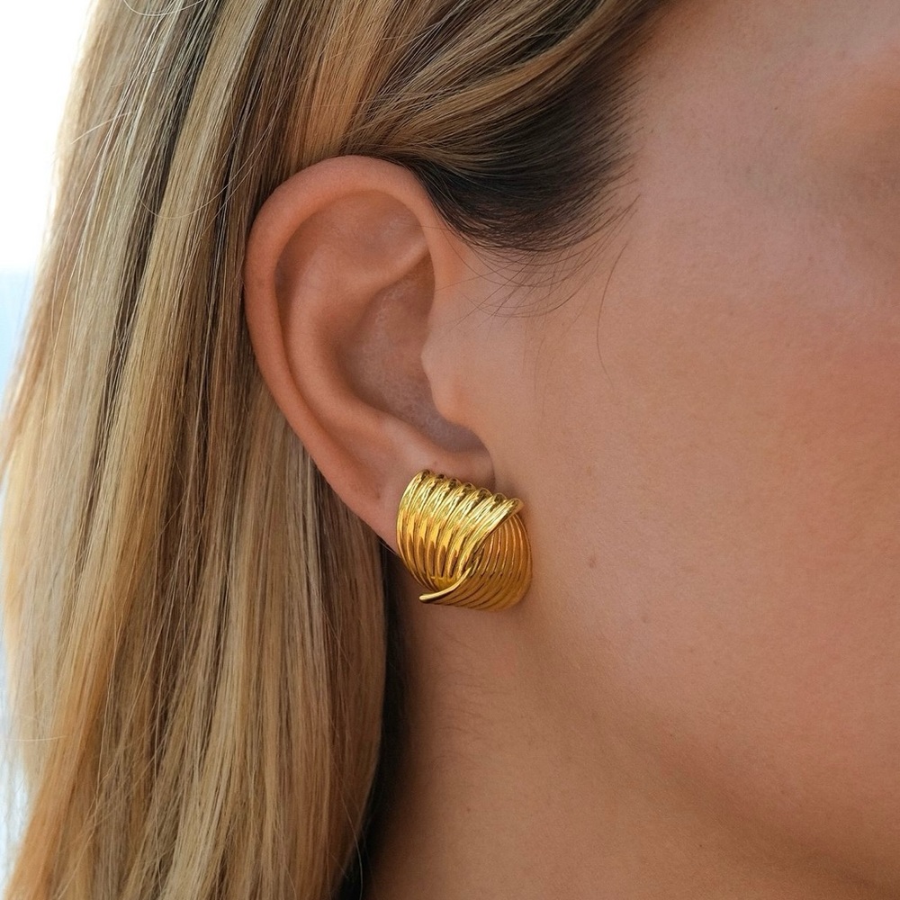 💎NEW: 24K Gold Textured Earrings*Waterproof*Lightweight Earrings*JD